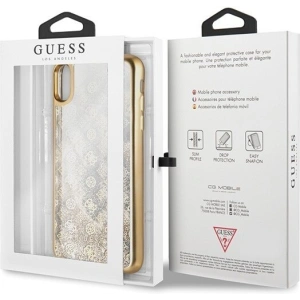 Guess GUHCI65PEOLGGO iPhone Xs Max gold hard case 4G Peony Liquid Glitter
