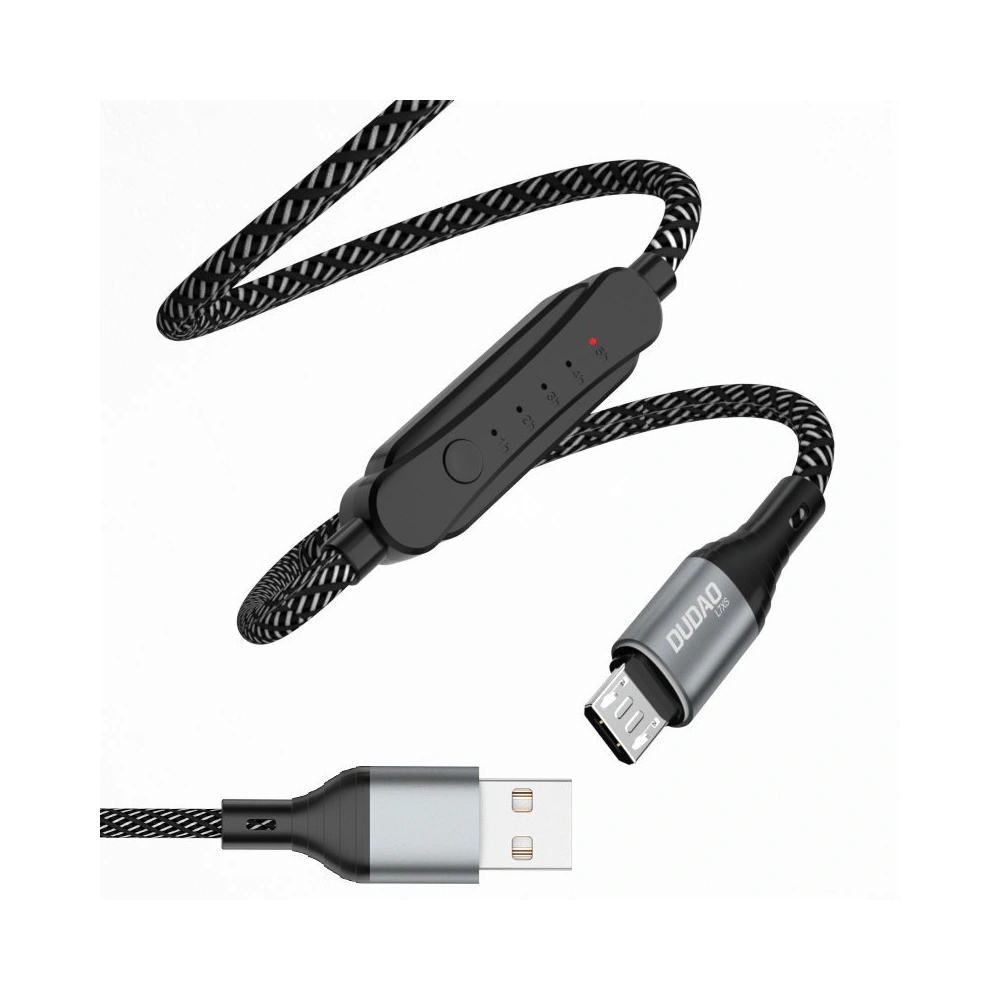 Kabel z timerem Dudao L7xsM USB-A / microUSB 5A 1m czarny