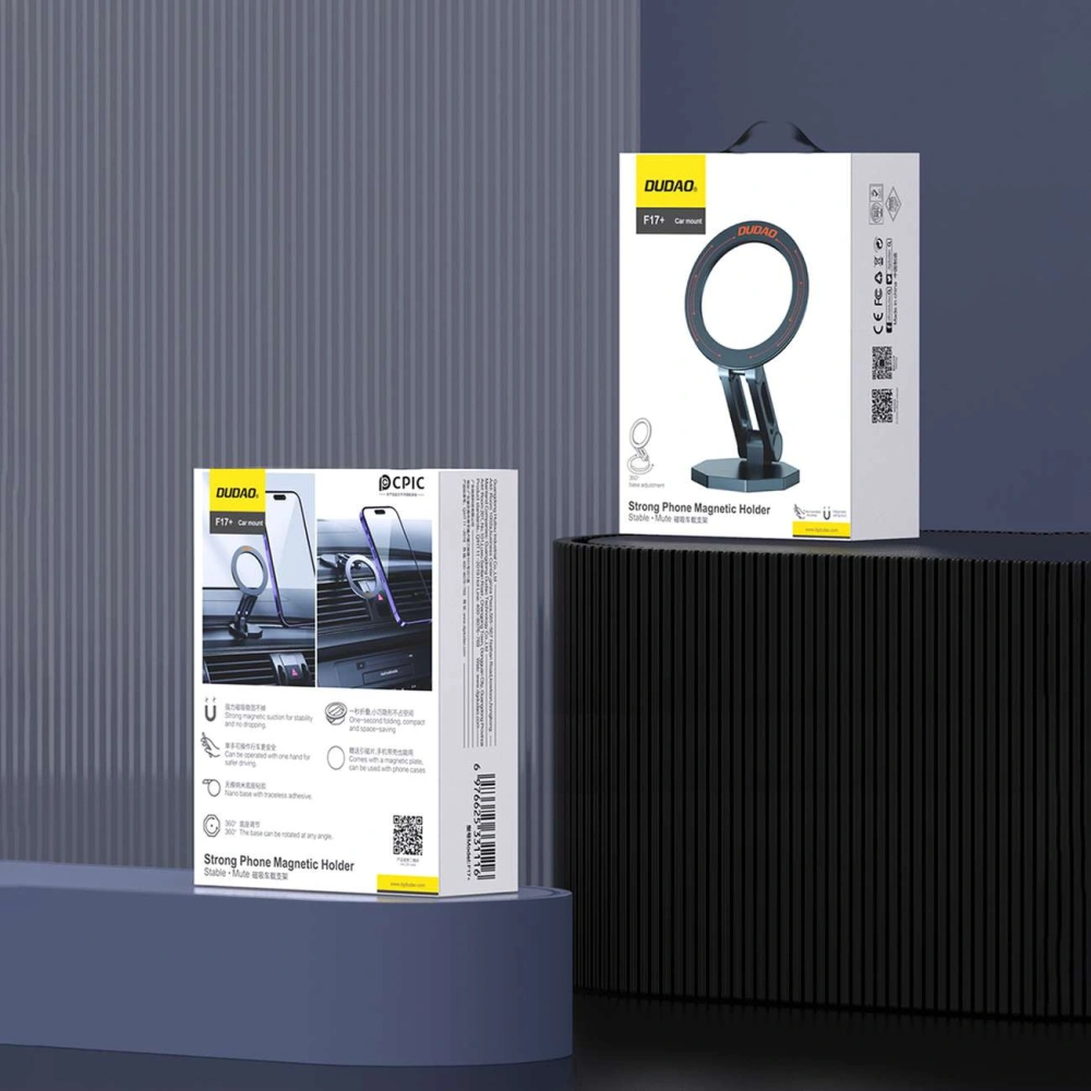 Uchwyt samochodowy magnetyczny na kokpit Dudao F17+ szary