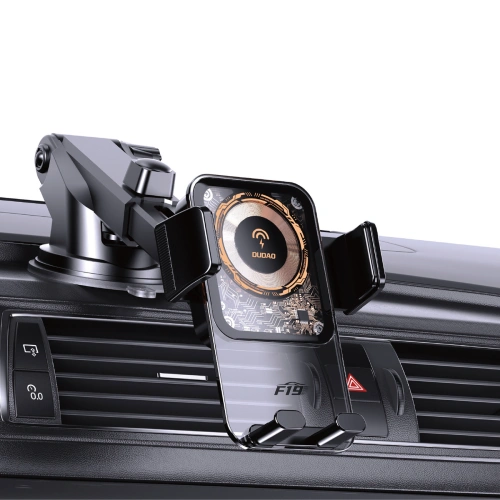 Kup Auto-Halterung mit 15W induktiver Ladestation für das Armaturenbrett / Lüftungsgitter Dudao F19 schwarz - DDA318 - {ean13} - Sklep Home Screen
