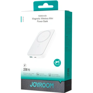 Powerbank bezprzewodowy Joyroom JR-W020 20W Mini 10000mAh White + kabel USB-A / USB-C 0.25m White
