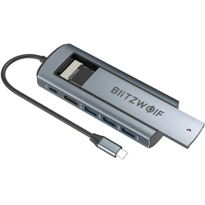 Kup Adaptor 6 în 1 Blitzwolf BW-Neo TH13 hub USB-C / 3xUSB-A 3.0, 1xUSB-C PD, 1xHD DisplayPort, 1xM.2 SATA cheie M - BLZ585 - {ean13} - Sklep Home Screen