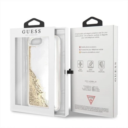 Buy Guess GUHCI8LGLUFLGO iPhone 7/8 Plus gold hard case Glitter Liquid - GUE120GLD - {ean13} - Home Screen Store Europe