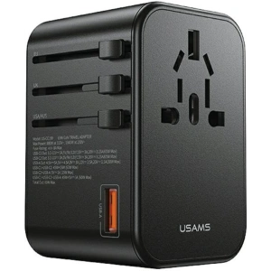 Kup Reiseadapter USAMS T62 Universelles Reise-Ladegerät US/AU/EU/UK 1xUSB, 2xUSB-C 65W schwarz/black - USA1021 - {ean13} - Sklep Home Screen