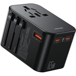 Kup Reiseadapter USAMS T62 Universelles Reise-Ladegerät US/AU/EU/UK 1xUSB, 2xUSB-C 65W schwarz/black - USA1021 - {ean13} - Sklep Home Screen