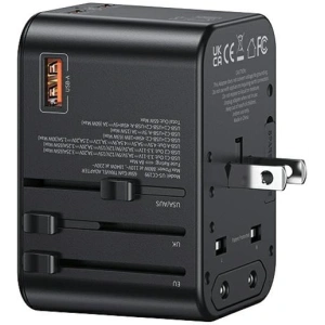 Kup Reiseadapter USAMS T62 Universelles Reise-Ladegerät US/AU/EU/UK 1xUSB, 2xUSB-C 65W schwarz/black - USA1021 - {ean13} - Sklep Home Screen