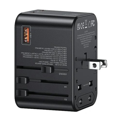 Kup Reiseadapter USAMS T62 Universelles Reise-Ladegerät US/AU/EU/UK 1xUSB, 2xUSB-C 65W schwarz/black - USA1021 - {ean13} - Sklep Home Screen