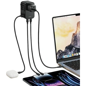 Kup Reiseadapter USAMS T62 Universelles Reise-Ladegerät US/AU/EU/UK 1xUSB, 2xUSB-C 65W schwarz/black - USA1021 - {ean13} - Sklep Home Screen