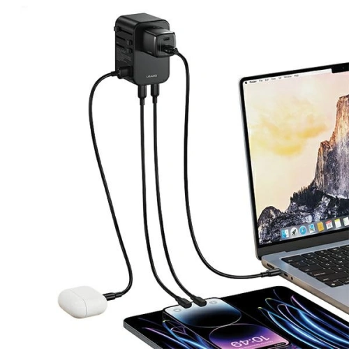 Kup Reiseadapter USAMS T62 Universelles Reise-Ladegerät US/AU/EU/UK 1xUSB, 2xUSB-C 65W schwarz/black - USA1021 - {ean13} - Sklep Home Screen