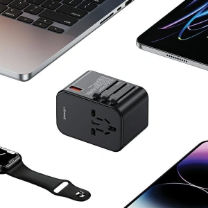 Kup Reiseadapter USAMS T62 Universelles Reise-Ladegerät US/AU/EU/UK 1xUSB, 2xUSB-C 65W schwarz/black - USA1021 - {ean13} - Sklep Home Screen