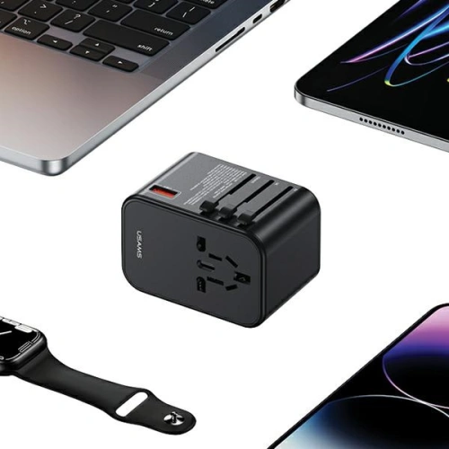 Kup USAMS T62 Univerzális utazó töltő US/AU/EU/UK 1xUSB, 2xUSB-C 65W fekete - USA1021 - {ean13} - Sklep Home Screen