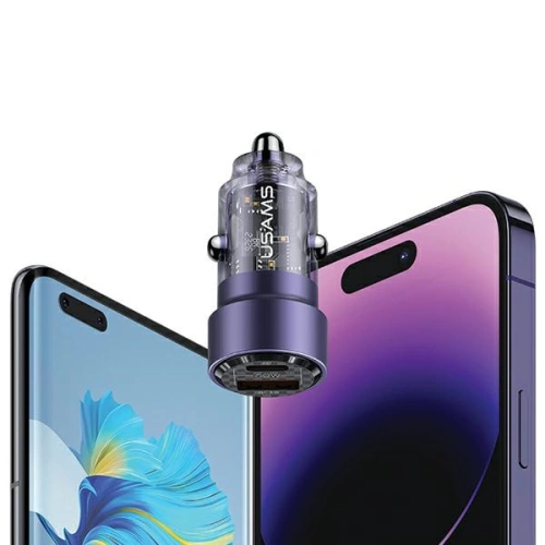 Kup Ładowarka samochodowa USAMS C39 USB-A, USB-C 60W fioletowy/purple - USA1026 - {ean13} - Sklep Home Screen