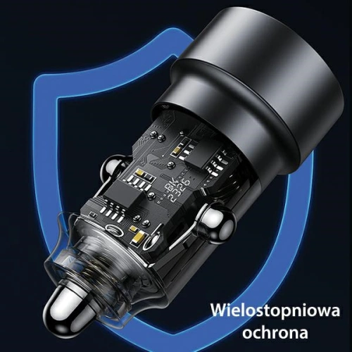 Kup Ładowarka samochodowa USAMS C39 USB-A, USB-C 60W fioletowy/purple - USA1026 - {ean13} - Sklep Home Screen