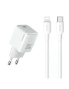 USAMS US-CC183 USB-C 20W PD3.0 Netzladegerät + US-SJ610 USB-C / Lightning Kabel weiß