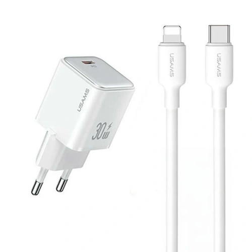 Kup USAMS US-CC186 USB-C 30W PD3.0 încărcător de rețea + US-SJ610 cablu USB-C / Lightning alb/alb - USA1028 - {ean13} - Sklep Home Screen