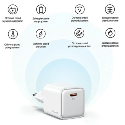 Kup USAMS US-CC186 Netzladegerät USB-C 30W PD3.0 + Kabel US-SJ610 USB-C / Lightning weiß - USA1028 - {ean13} - Sklep Home Screen