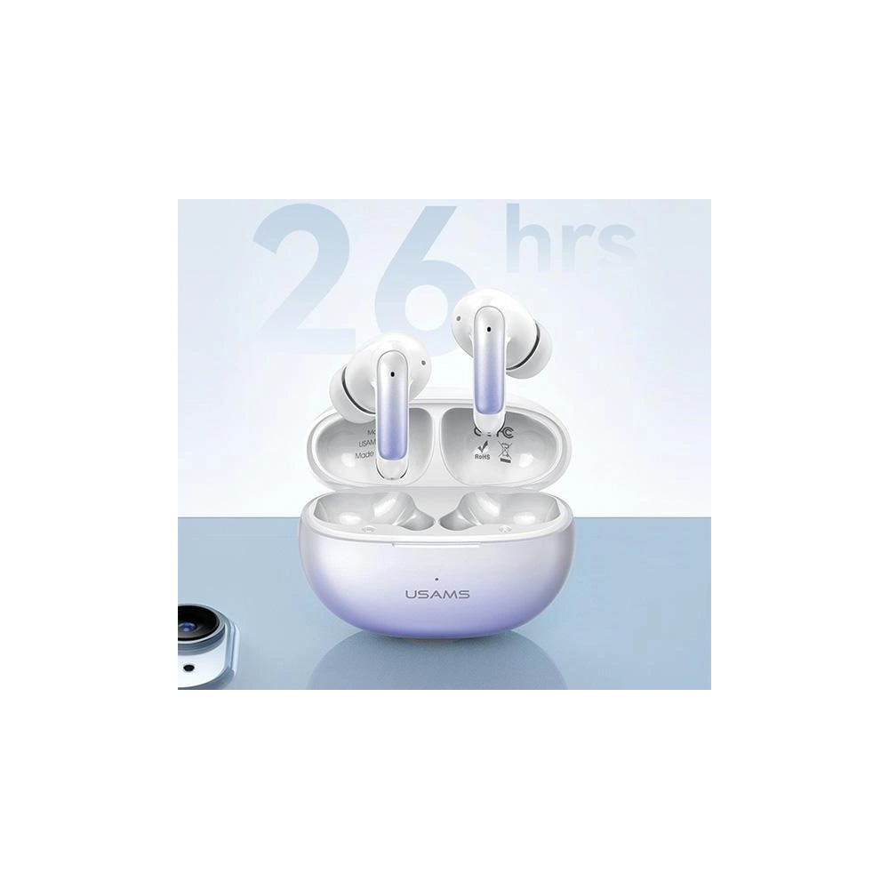 Bezprzewodowe słuchawki dokanałowe USAMS X-don Series ENC TWS Bluetooth 5.3 fioletowy gradient/purple blue