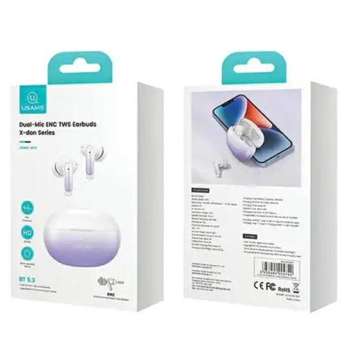 Kup Bezprzewodowe słuchawki dokanałowe USAMS X-don Series ENC TWS Bluetooth 5.3 fioletowy gradient/purple blue - USA1033 - {ean13} - Sklep Home Screen