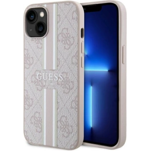 Buy Guess GUHMP15SP4RPSP Apple iPhone 15 / 14 / 13 hardcase 4G Printed Stripes MagSafe pink - GUE3137 - {ean13} - Home Screen Store Europe