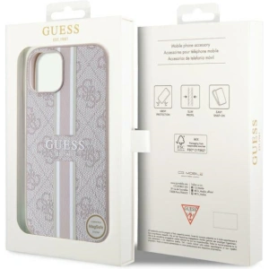 Buy Guess GUHMP15SP4RPSP Apple iPhone 15 / 14 / 13 hardcase 4G Printed Stripes MagSafe pink - GUE3137 - {ean13} - Home Screen Store Europe