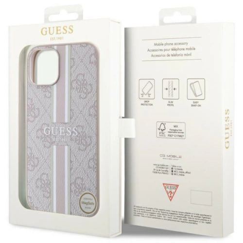 Kup Etui Guess GUHMP15SP4RPSP Apple iPhone 15 / 14 / 13 kemény tok 4G Nyomtatott Csíkok MagSafe rózsaszín/pink - GUE3137 - {ean13} - Sklep Home Screen