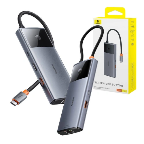 Kup Adapter 6w1 Baseus Metal Gleam 2 sorozat hub USB-C / 2xUSB-A 3.0, USB-C, USB-C PD, HDMI, Ethernet RJ45 - BSU4826 - {ean13} - Sklep Home Screen