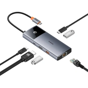 Kup Adapter 6w1 Baseus Metal Gleam 2 Series Hub USB-C / 2xUSB-A 3.0, USB-C, USB-C PD, HDMI, Ethernet RJ45 - BSU4826 - {ean13} - Sklep Home Screen