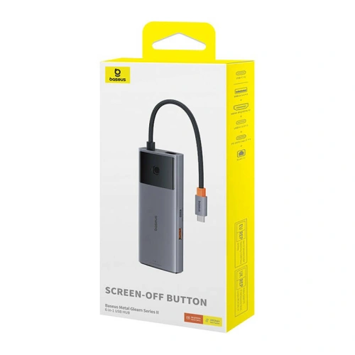 Kup Adapter 6w1 Baseus Metal Gleam 2 Series Hub USB-C / 2xUSB-A 3.0, USB-C, USB-C PD, HDMI, Ethernet RJ45 - BSU4826 - {ean13} - Sklep Home Screen