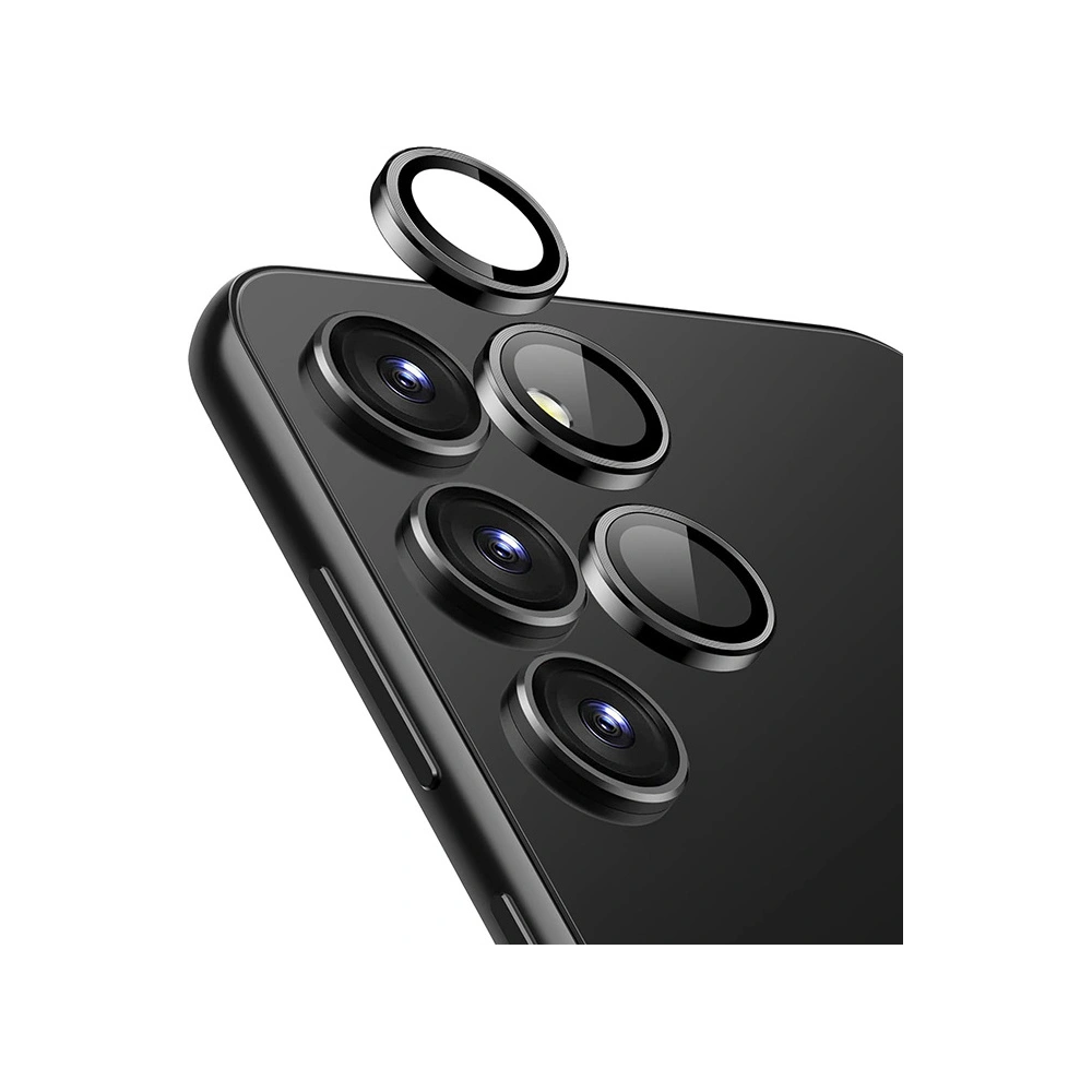 Szkło hartowane na obiektyw aparatu Crong Lens Ring Samsung Galaxy S24+ Plus czarne