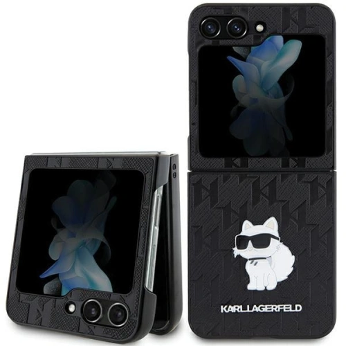 Kup Etui Karl Lagerfeld KLHCZF5SAPCHNPK Samsung Galaxy Z Flip5 kemény tok Saffiano Monogram Choupette Pin fekete/black - KLD1867 - {ean13} - Sklep Home Screen