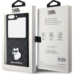 Kup Etui Karl Lagerfeld KLHCZF5SAPCHNPK Samsung Galaxy Z Flip5 kemény tok Saffiano Monogram Choupette Pin fekete/black - KLD1867 - {ean13} - Sklep Home Screen