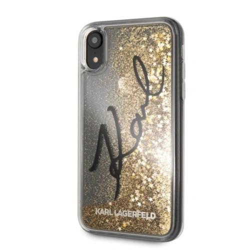 Buy Karl Lagerfeld KLHCI61TRKSIGGO iPhone Xr gold hard case Signature Liquid Glitter Stars - KLD031GLD - {ean13} - Home Screen Store Europe