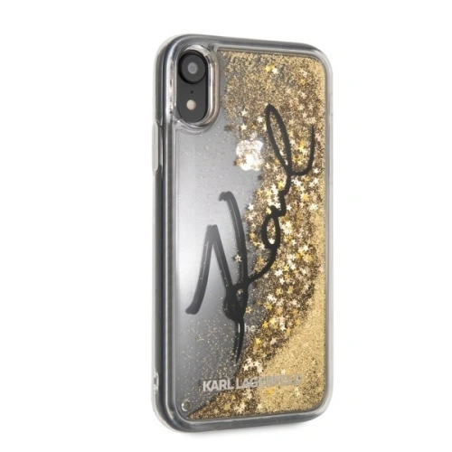 Buy Karl Lagerfeld KLHCI61TRKSIGGO iPhone Xr gold hard case Signature Liquid Glitter Stars - KLD031GLD - {ean13} - Home Screen Store Europe