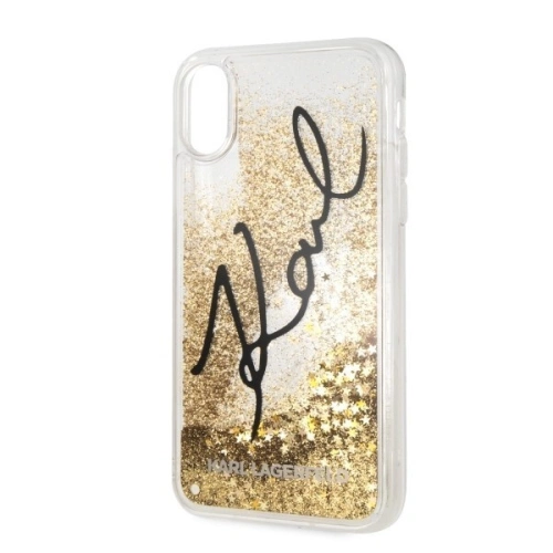 Buy Karl Lagerfeld KLHCI61TRKSIGGO iPhone Xr gold hard case Signature Liquid Glitter Stars - KLD031GLD - {ean13} - Home Screen Store Europe