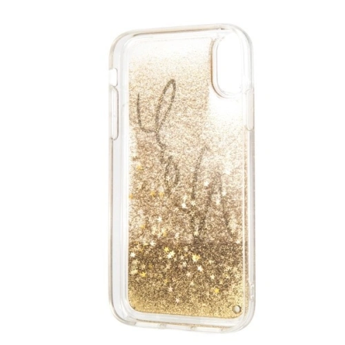 Buy Karl Lagerfeld KLHCI61TRKSIGGO iPhone Xr gold hard case Signature Liquid Glitter Stars - KLD031GLD - {ean13} - Home Screen Store Europe