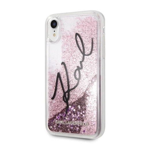 Kup Karl Lagerfeld KLHCI61TRKSIGPI iPhone Xr różowy/pink hard case Signature Liquid Glitter Stars - KLD032PNK - {ean13} - Sklep Home Screen