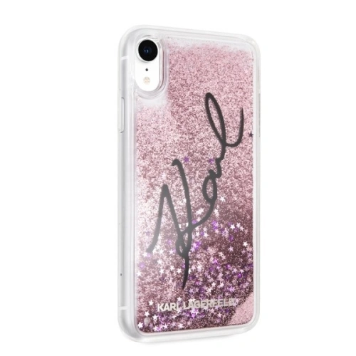 Kup Karl Lagerfeld KLHCI61TRKSIGPI iPhone Xr różowy/pink hard case Signature Liquid Glitter Stars - KLD032PNK - {ean13} - Sklep Home Screen