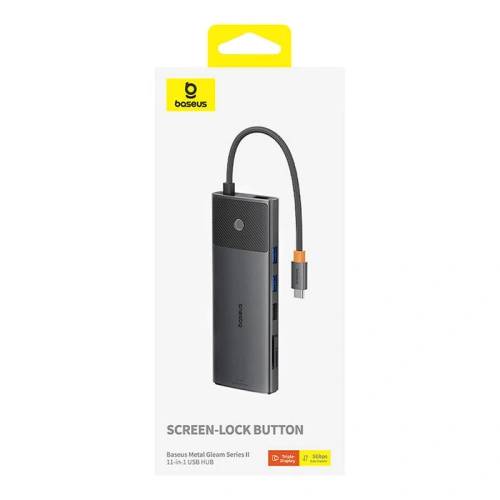 Kup Adapter 11w1 Baseus Metal Gleam HUB USB-C / 2xUSB-A 2.0, 2xUSB-A 3.0, USB-C PD, 2xHDMI, DisplayPort, ‎RJ45, ‎TF/SD - BSU4843 - {ean13} - Sklep Home Screen