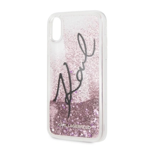Kup Karl Lagerfeld KLHCI61TRKSIGPI iPhone Xr różowy/pink hard case Signature Liquid Glitter Stars - KLD032PNK - {ean13} - Sklep Home Screen