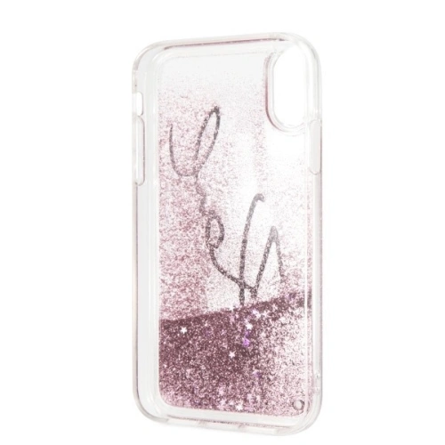 Kup Karl Lagerfeld KLHCI61TRKSIGPI iPhone Xr różowy/pink hard case Signature Liquid Glitter Stars - KLD032PNK - {ean13} - Sklep Home Screen