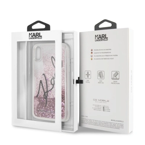 Kup Karl Lagerfeld KLHCI61TRKSIGPI iPhone Xr różowy/pink hard case Signature Liquid Glitter Stars - KLD032PNK - {ean13} - Sklep Home Screen