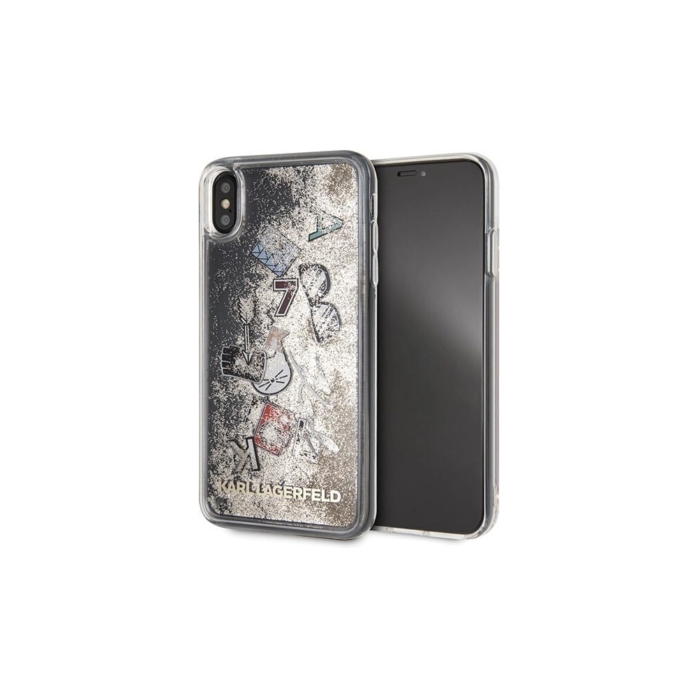 Karl Lagerfeld KLHCI65KSICGO iPhone Xs Max złoty/gold hard case Iconic Liquid Glitter