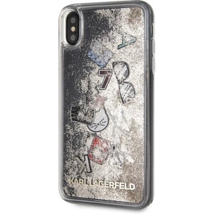 Karl Lagerfeld KLHCI65KSICGO iPhone Xs Max gold hard case Iconic Liquid Glitter