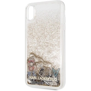 Karl Lagerfeld KLHCI65KSICGO iPhone Xs Max gold hard case Iconic Liquid Glitter
