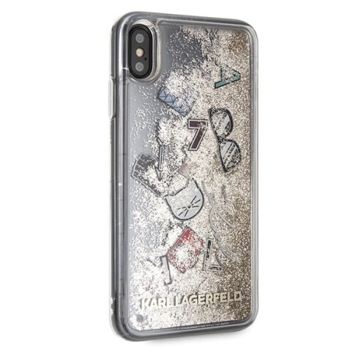 Buy Karl Lagerfeld KLHCI65KSICGO iPhone Xs Max gold hard case Iconic Liquid Glitter - KLD049GLD - {ean13} - Home Screen Store Europe