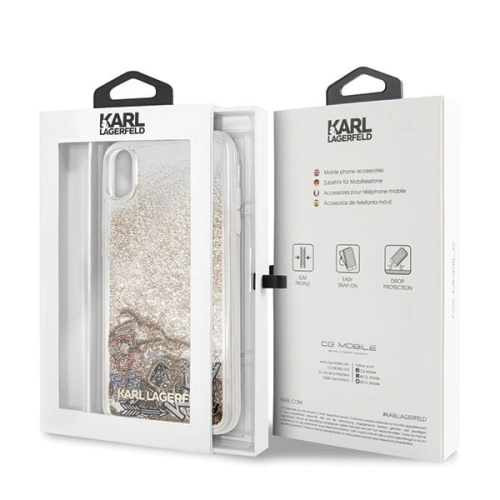 Kup Karl Lagerfeld KLHCI65KSICGO iPhone Xs Max aurie/gold carcasă rigidă Iconic Liquid Glitter - KLD049GLD - {ean13} - Sklep Home Screen