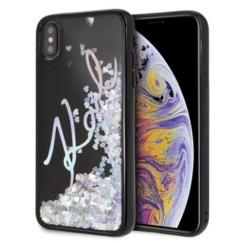 Kup Karl Lagerfeld KLHCI65KSIGMU iPhone Xs Max negru/black carcasă dură Signature Liquid Glitter Sequins - KLD050BLK - {ean13} - Sklep Home Screen