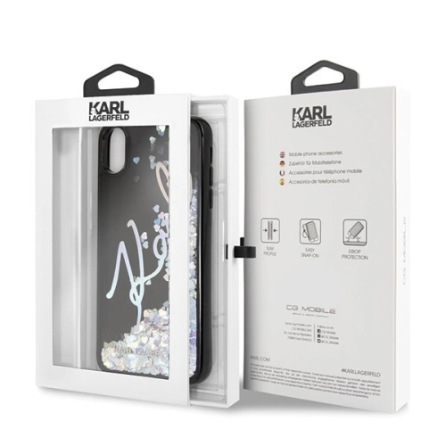 Kup Karl Lagerfeld KLHCI65KSIGMU iPhone Xs Max czarny/black hard case Signature Liquid Glitter Sequins - KLD050BLK - {ean13} - Sklep Home Screen