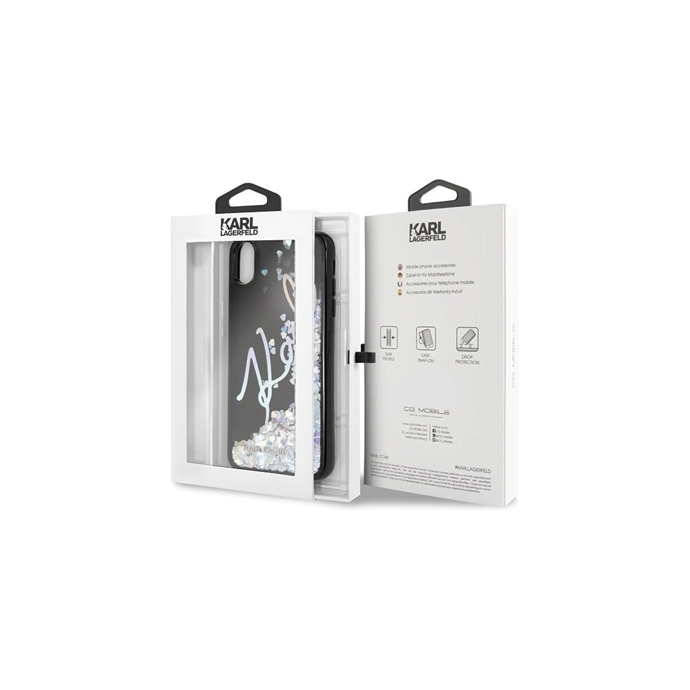 Karl Lagerfeld KLHCI65KSIGMU iPhone Xs Max czarny/black hard case Signature Liquid Glitter Sequins