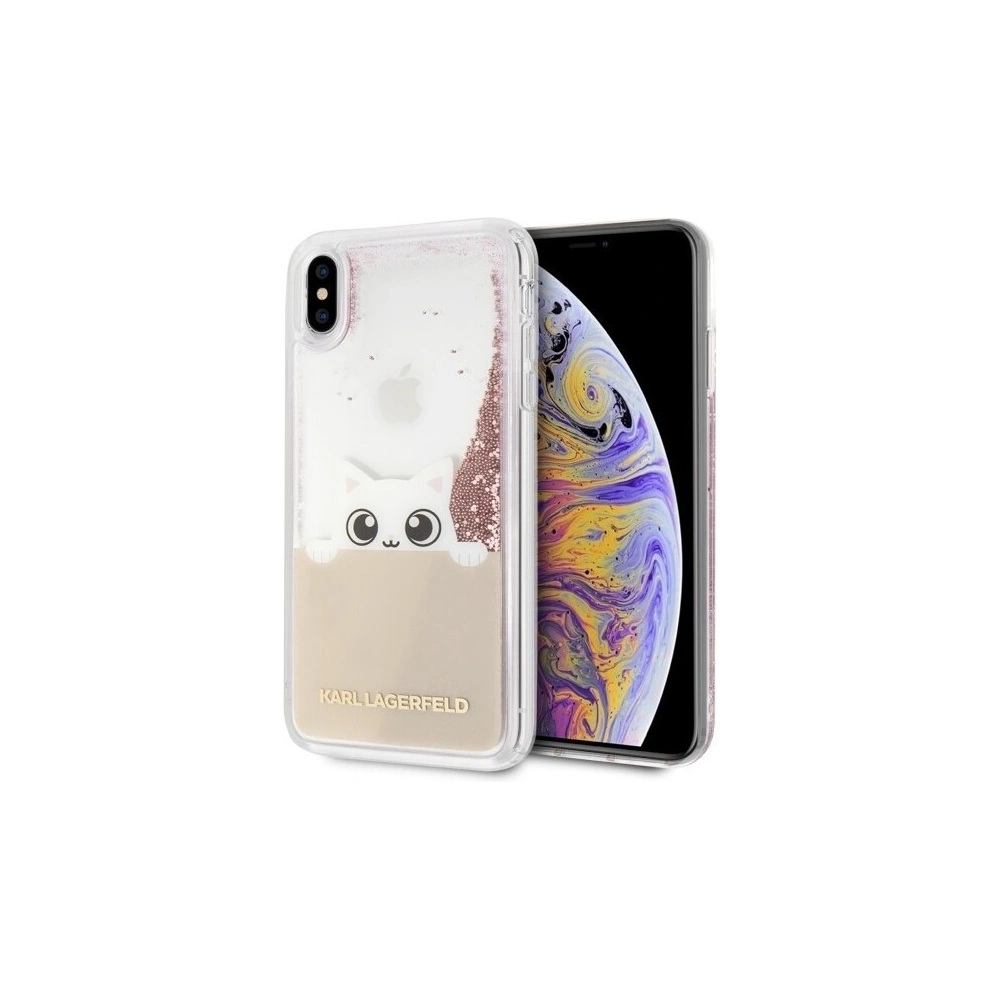 Karl Lagerfeld KLHCI65PABGNU iPhone Xs Max różowo-złoty/pink gold hard case Liquid Glitter